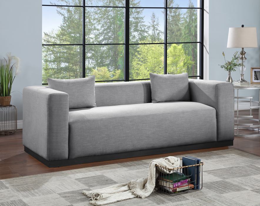 Meridian Furniture - Alfie 90.5" Grey Linen Textured Fabric Upholstered Sofa - 642Grey-S - GreatFurnitureDeal
