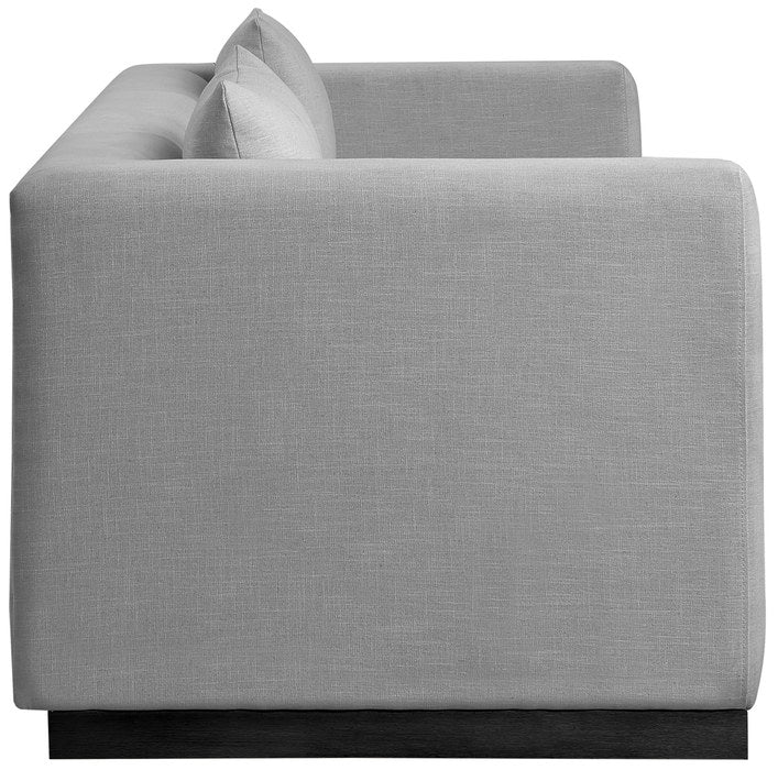 Meridian Furniture - Alfie 90.5" Grey Linen Textured Fabric Upholstered Sofa - 642Grey-S - GreatFurnitureDeal