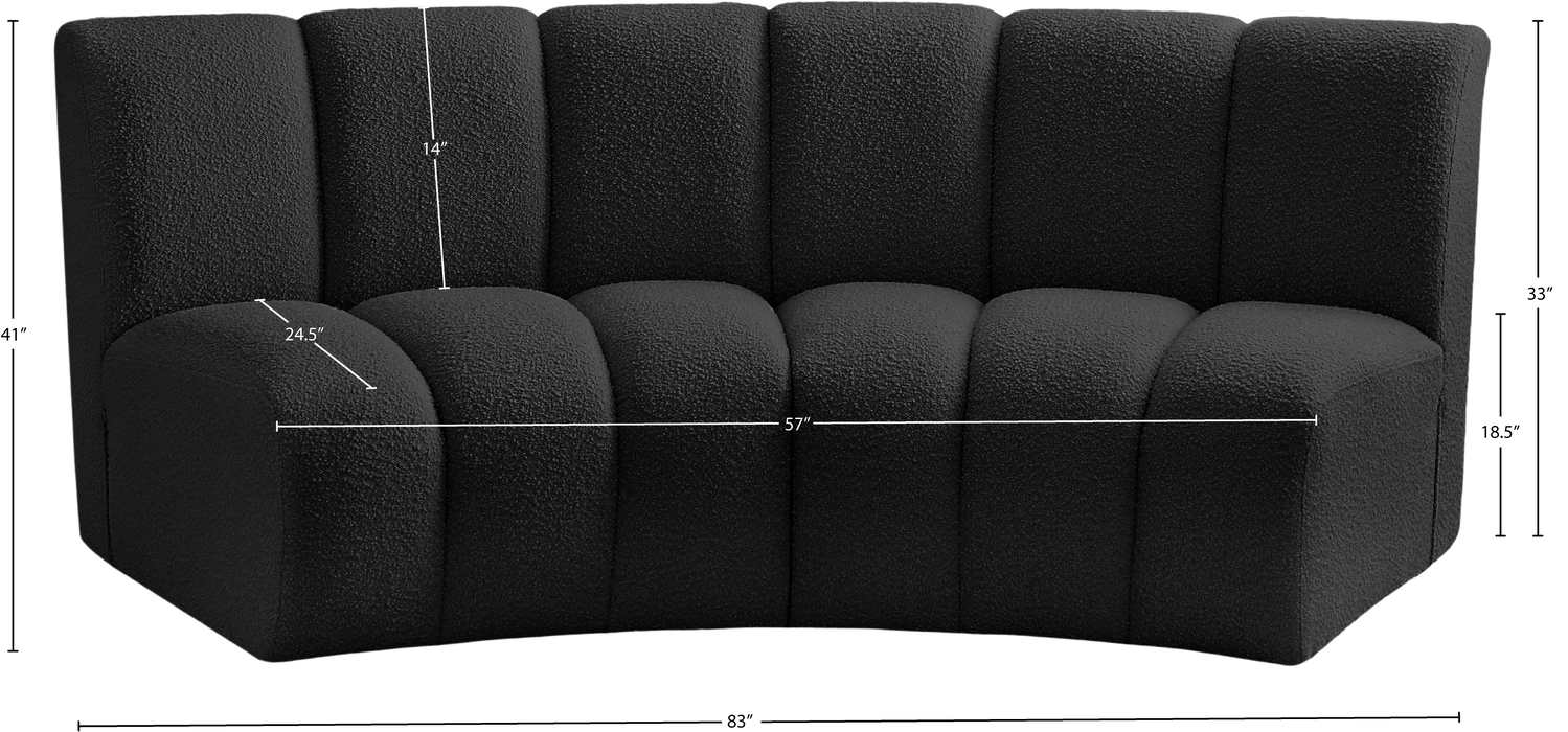 Meridian Furniture - Infinity 83" Black Boucle Fabric Upholstered 2pc. Sectional - 643Black-2PC - GreatFurnitureDeal