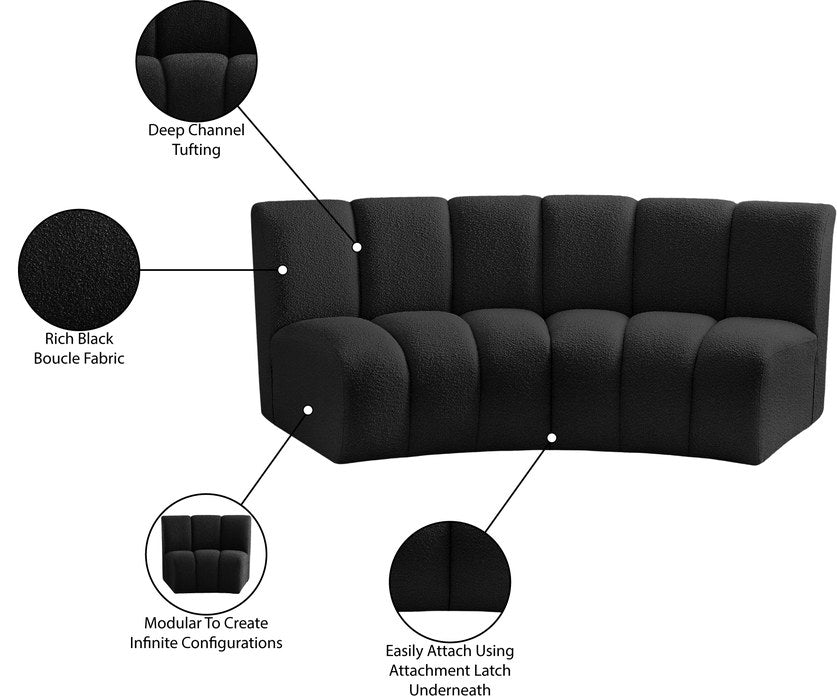 Meridian Furniture - Infinity 83" Black Boucle Fabric Upholstered 2pc. Sectional - 643Black-2PC - GreatFurnitureDeal