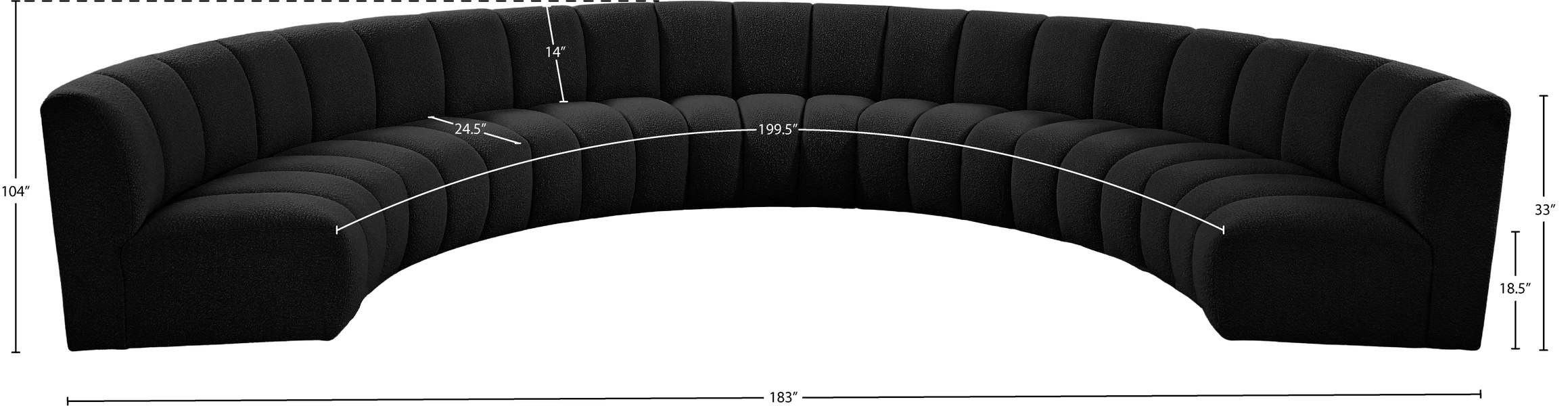 Meridian Furniture - Infinity 178" Black Boucle Fabric Upholstered 7pc. Sectional - 643Black-7PC - GreatFurnitureDeal