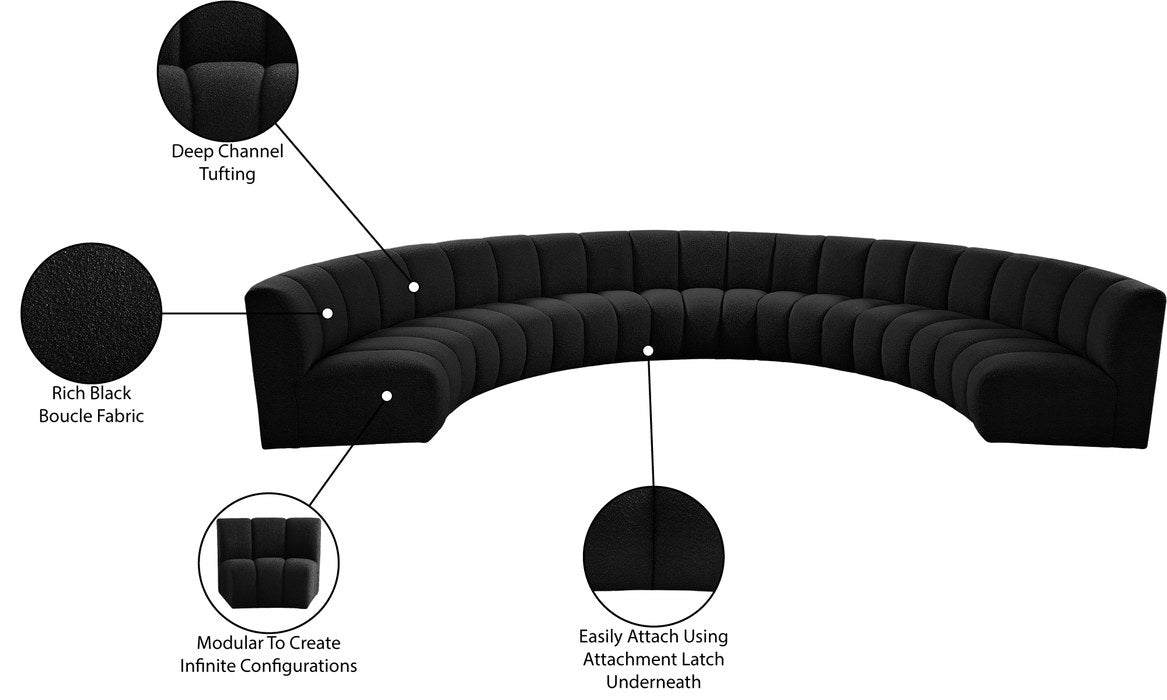 Meridian Furniture - Infinity 178" Black Boucle Fabric Upholstered 7pc. Sectional - 643Black-7PC - GreatFurnitureDeal