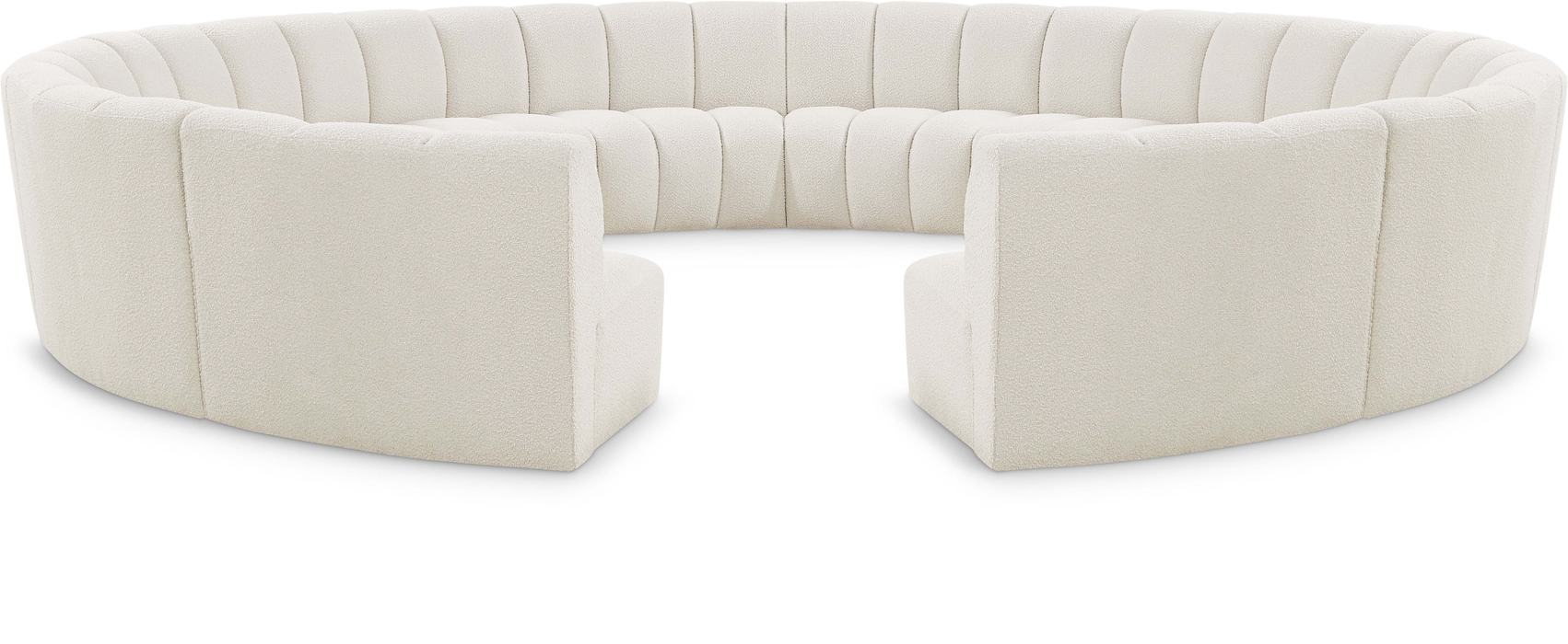 Meridian Furniture - Infinity 178" Cream Boucle Fabric Upholstered 12pc. Sectional - 643Cream-12PC - GreatFurnitureDeal