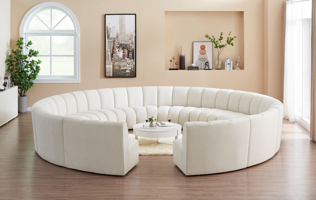 Meridian Furniture - Infinity 178" Cream Boucle Fabric Upholstered 12pc. Sectional - 643Cream-12PC - GreatFurnitureDeal