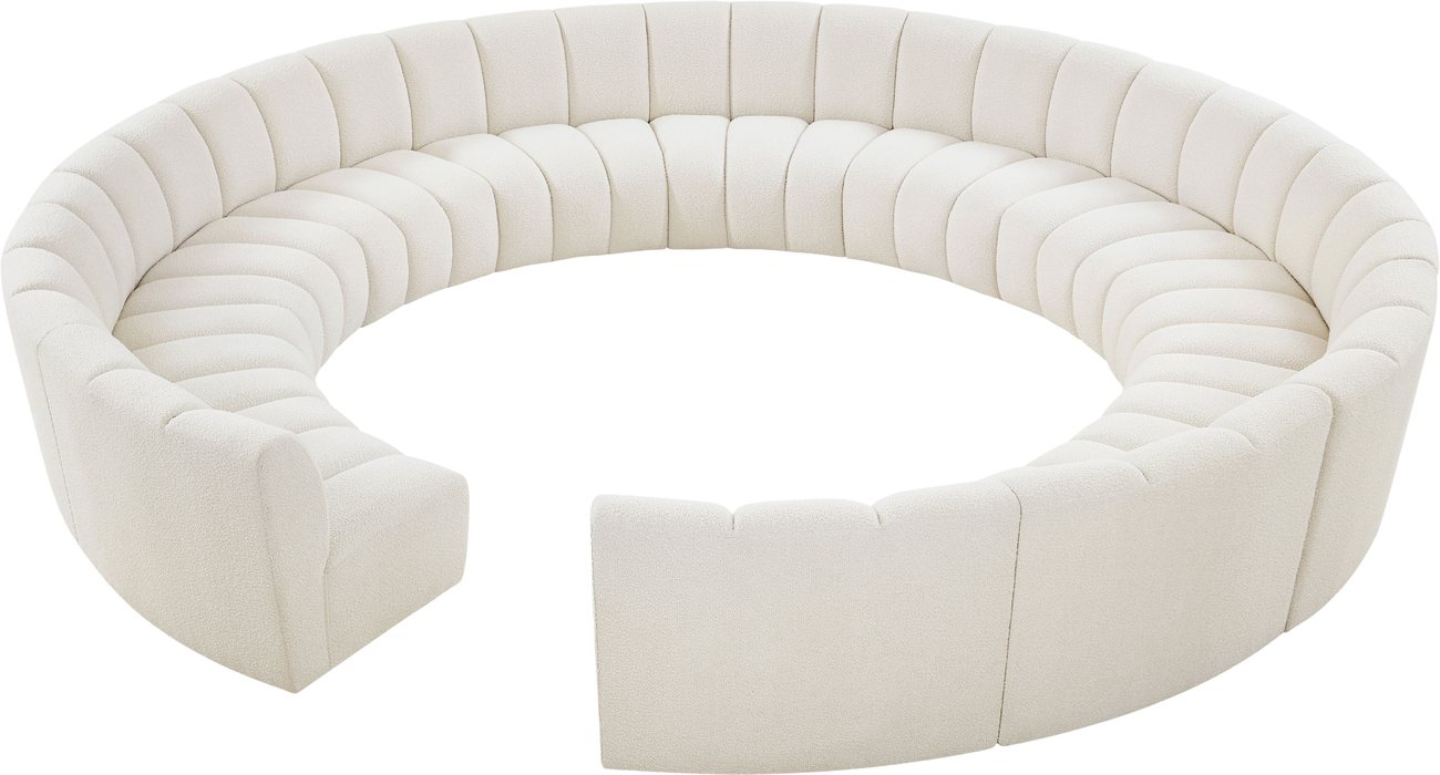 Meridian Furniture - Infinity 178" Cream Boucle Fabric Upholstered 12pc. Sectional - 643Cream-12PC - GreatFurnitureDeal