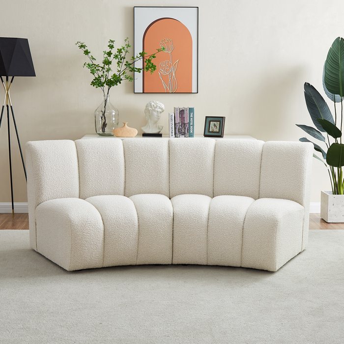 Meridian Furniture - Infinity 83" Cream Boucle Fabric Upholstered 2pc. Sectional - 643Cream-2PC - GreatFurnitureDeal