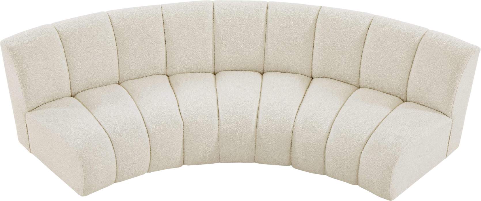 Meridian Furniture - Infinity 119" Cream Boucle Fabric Upholstered 3pc. Sectional - 643Cream-3PC - GreatFurnitureDeal