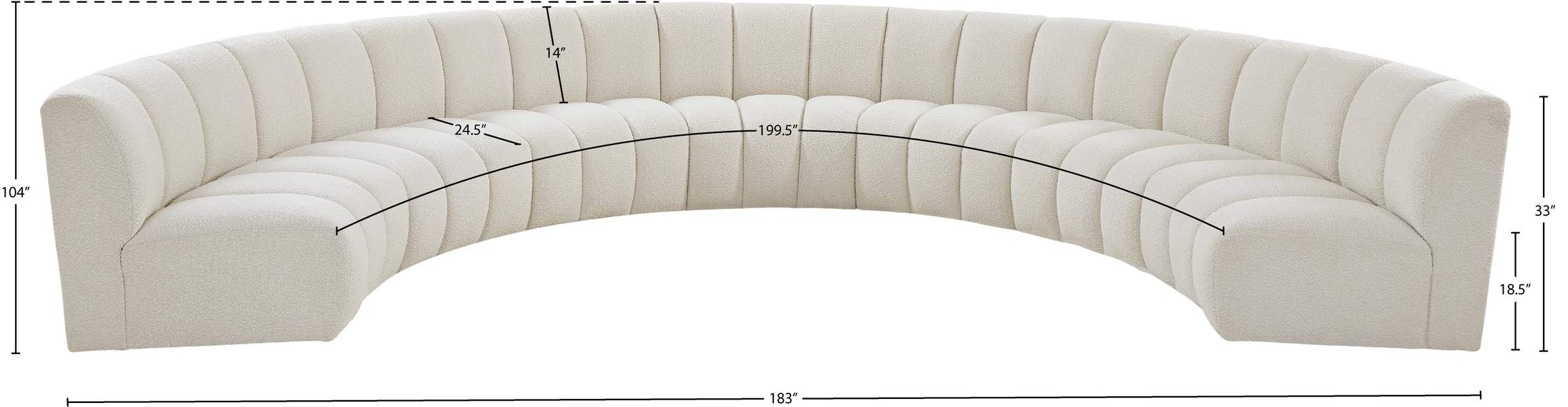 Meridian Furniture - Infinity 178" Cream Boucle Fabric Upholstered 7pc. Sectional - 643Cream-7PC - GreatFurnitureDeal