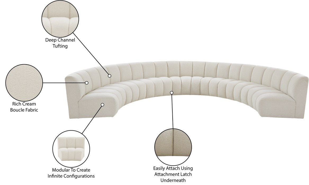 Meridian Furniture - Infinity 178" Cream Boucle Fabric Upholstered 7pc. Sectional - 643Cream-7PC - GreatFurnitureDeal