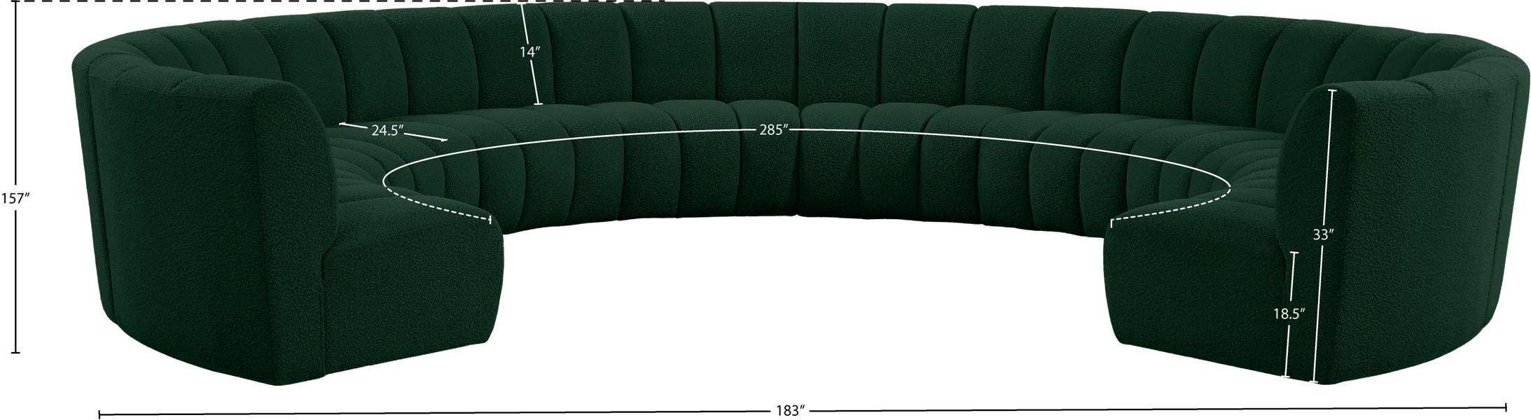 Meridian Furniture - Infinity 178" Green Boucle Fabric Upholstered 10pc. Sectional - 643Green-10PC - GreatFurnitureDeal