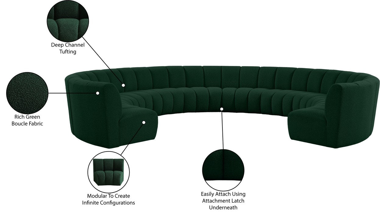 Meridian Furniture - Infinity 178" Green Boucle Fabric Upholstered 10pc. Sectional - 643Green-10PC - GreatFurnitureDeal