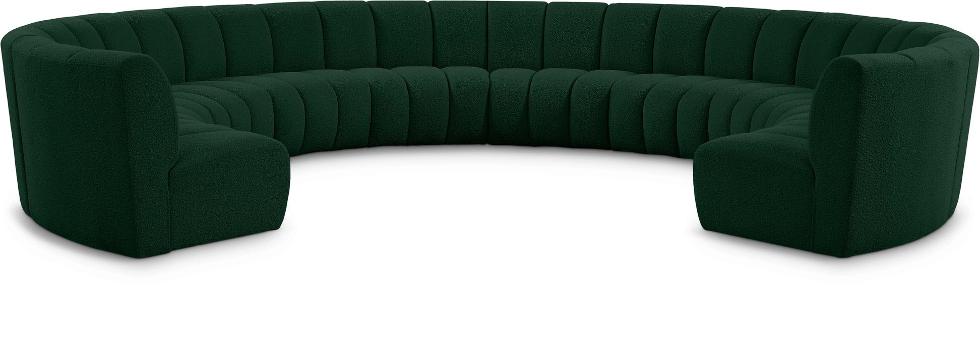 Meridian Furniture - Infinity 178" Green Boucle Fabric Upholstered 10pc. Sectional - 643Green-10PC - GreatFurnitureDeal