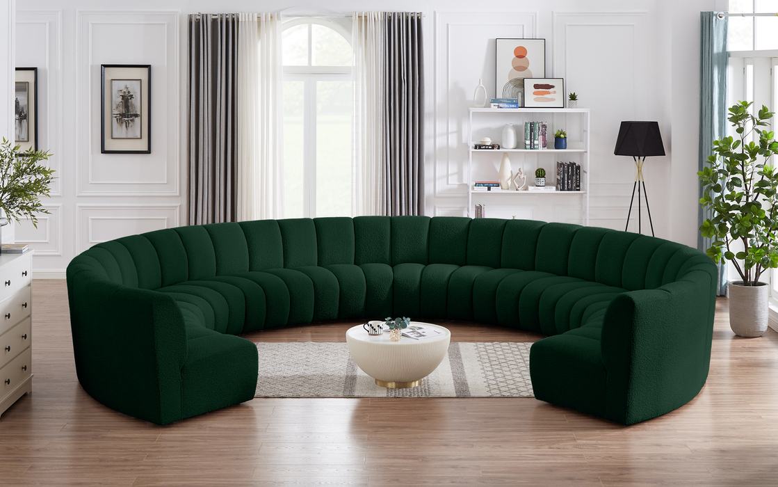 Meridian Furniture - Infinity 178" Green Boucle Fabric Upholstered 10pc. Sectional - 643Green-10PC - GreatFurnitureDeal