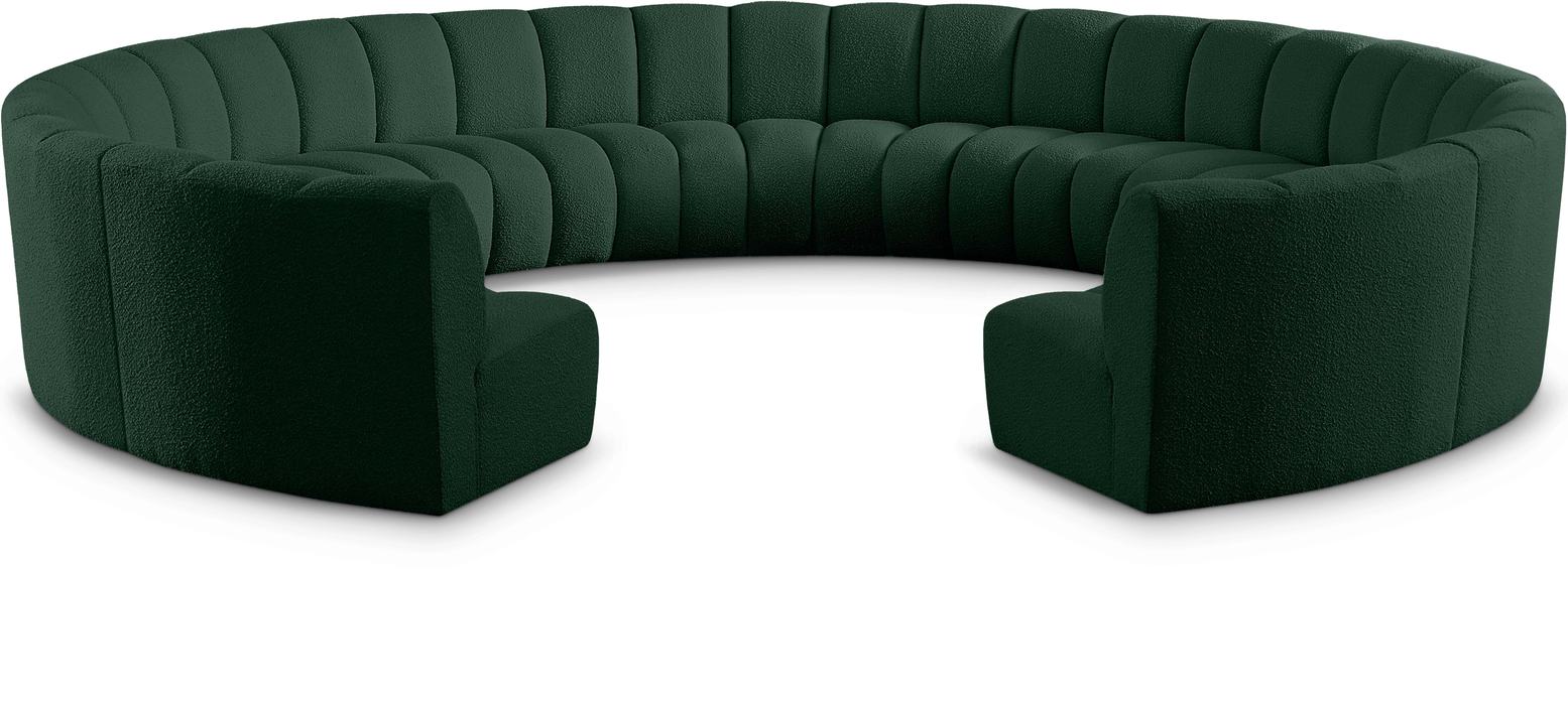 Meridian Furniture - Infinity 178" Green Boucle Fabric Upholstered 11pc. Sectional - 643Green-11PC - GreatFurnitureDeal
