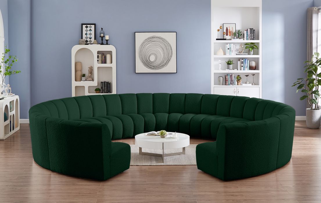 Meridian Furniture - Infinity 178" Green Boucle Fabric Upholstered 11pc. Sectional - 643Green-11PC - GreatFurnitureDeal