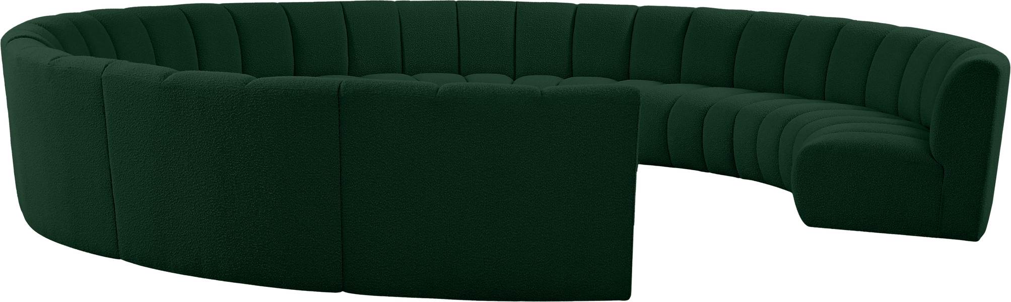 Meridian Furniture - Infinity 178" Green Boucle Fabric Upholstered 11pc. Sectional - 643Green-11PC - GreatFurnitureDeal