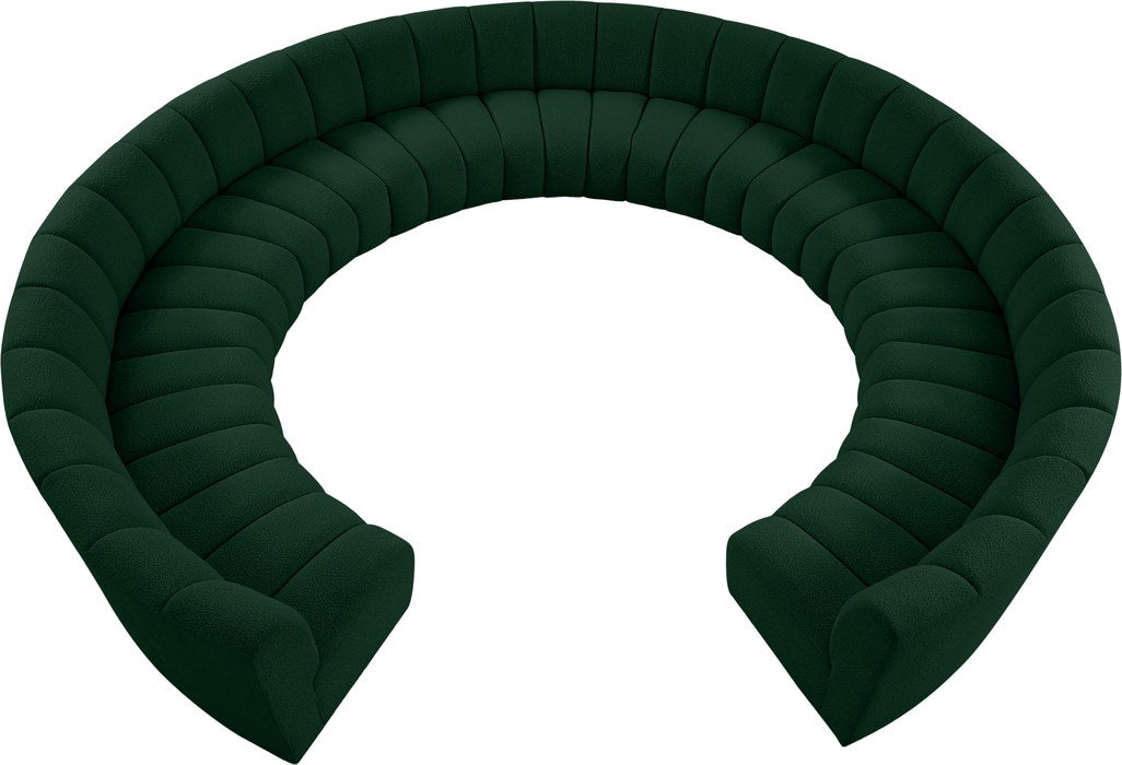 Meridian Furniture - Infinity 178" Green Boucle Fabric Upholstered 11pc. Sectional - 643Green-11PC - GreatFurnitureDeal