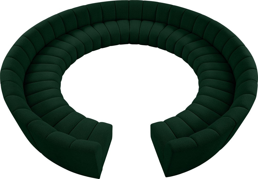 Meridian Furniture - Infinity 178" Green Boucle Fabric Upholstered 12pc. Sectional - 643Green-12PC - GreatFurnitureDeal