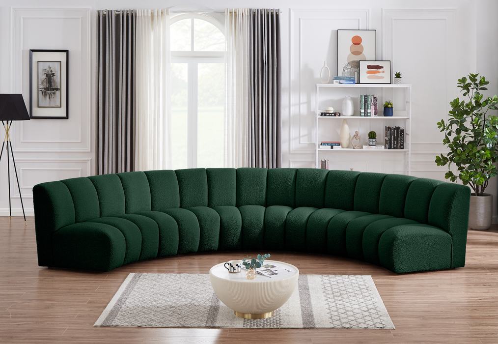 Meridian Furniture - Infinity 167" Green Boucle Fabric Upholstered 5pc. Sectional - 643Green-5PC - GreatFurnitureDeal