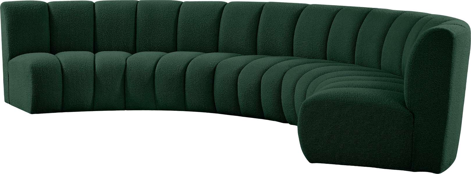 Meridian Furniture - Infinity 167" Green Boucle Fabric Upholstered 5pc. Sectional - 643Green-5PC - GreatFurnitureDeal
