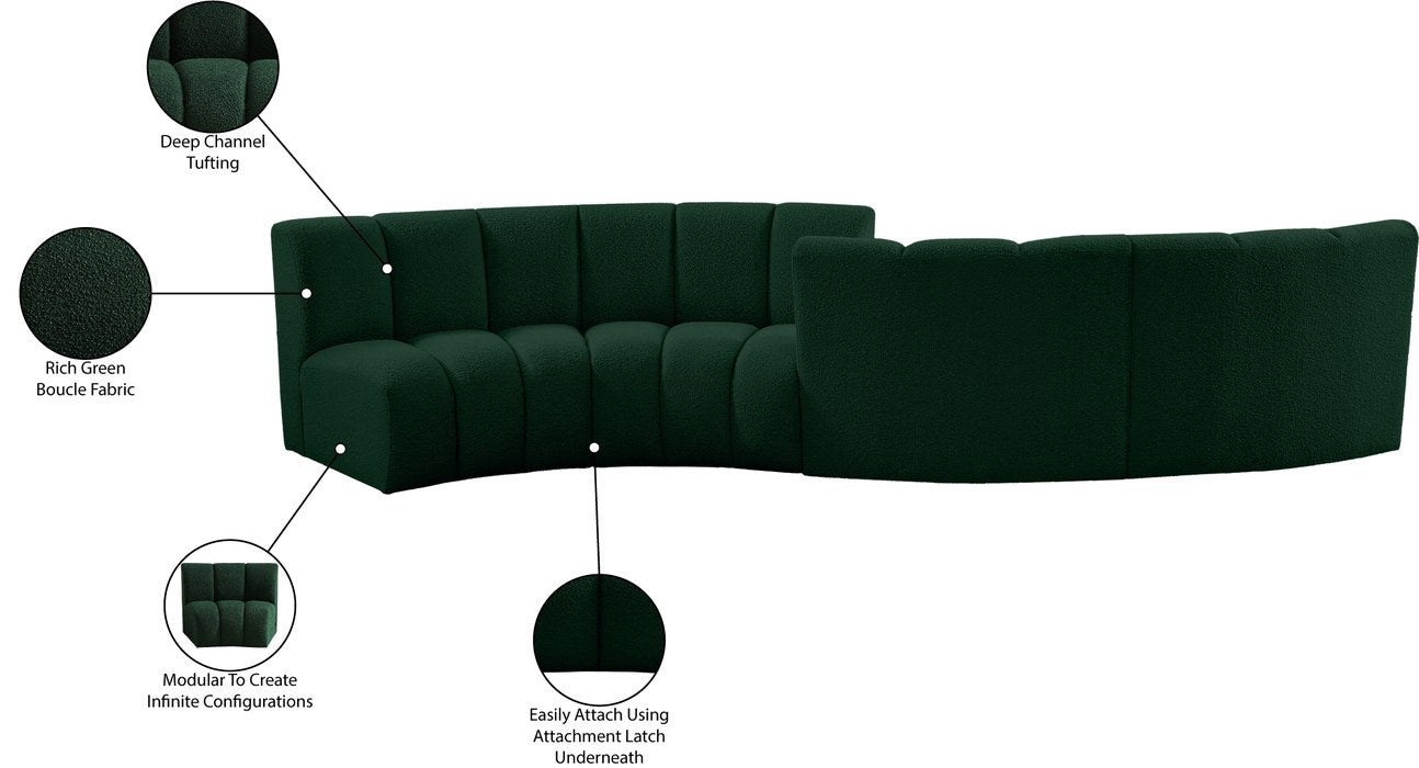Meridian Furniture - Infinity 154" Green Boucle Fabric Upholstered 4pc. Sectional - 643Green-S4PC - GreatFurnitureDeal