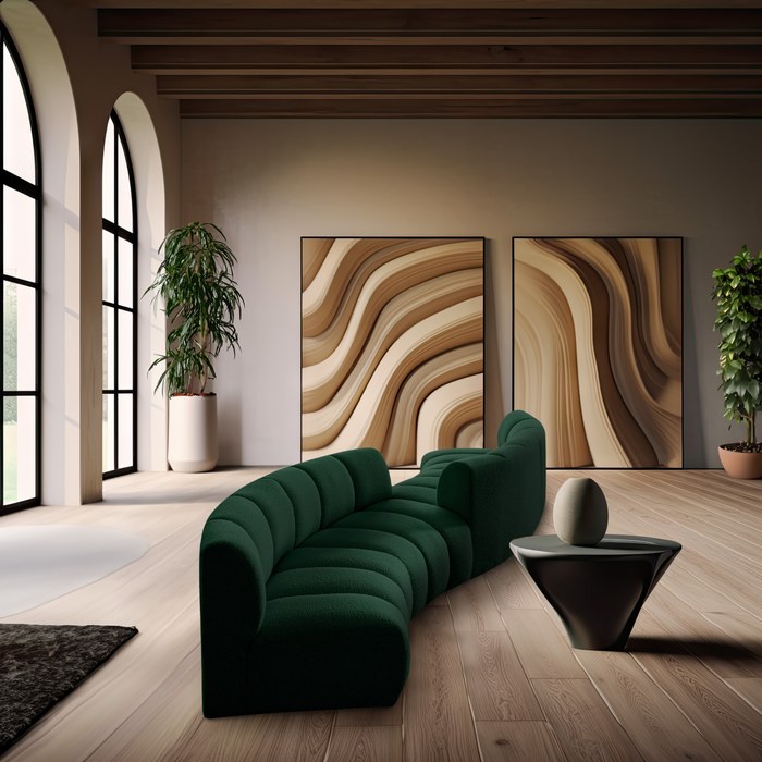 Meridian Furniture - Infinity 154" Green Boucle Fabric Upholstered 4pc. Sectional - 643Green-S4PC - GreatFurnitureDeal