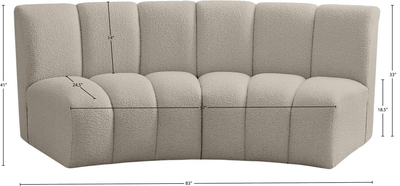 Meridian Furniture - Infinity 83" Brown Boucle Fabric Upholstered 2pc. Sectional - 643Taupe-2PC - GreatFurnitureDeal