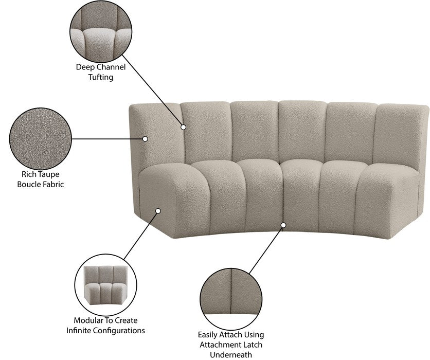 Meridian Furniture - Infinity 83" Brown Boucle Fabric Upholstered 2pc. Sectional - 643Taupe-2PC - GreatFurnitureDeal