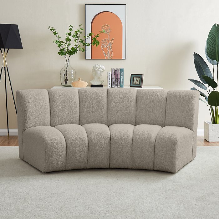 Meridian Furniture - Infinity 83" Brown Boucle Fabric Upholstered 2pc. Sectional - 643Taupe-2PC - GreatFurnitureDeal