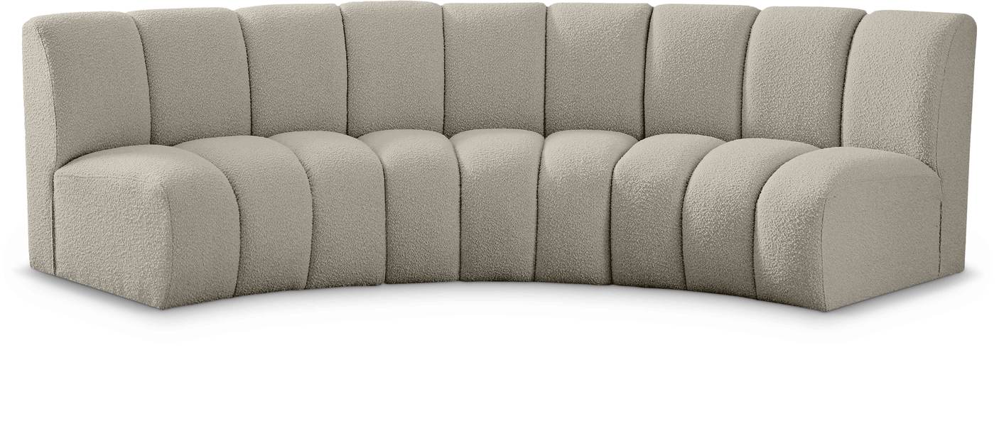 Meridian Furniture - Infinity 119" Brown Boucle Fabric Upholstered 3pc. Sectional - 643Taupe-3PC - GreatFurnitureDeal
