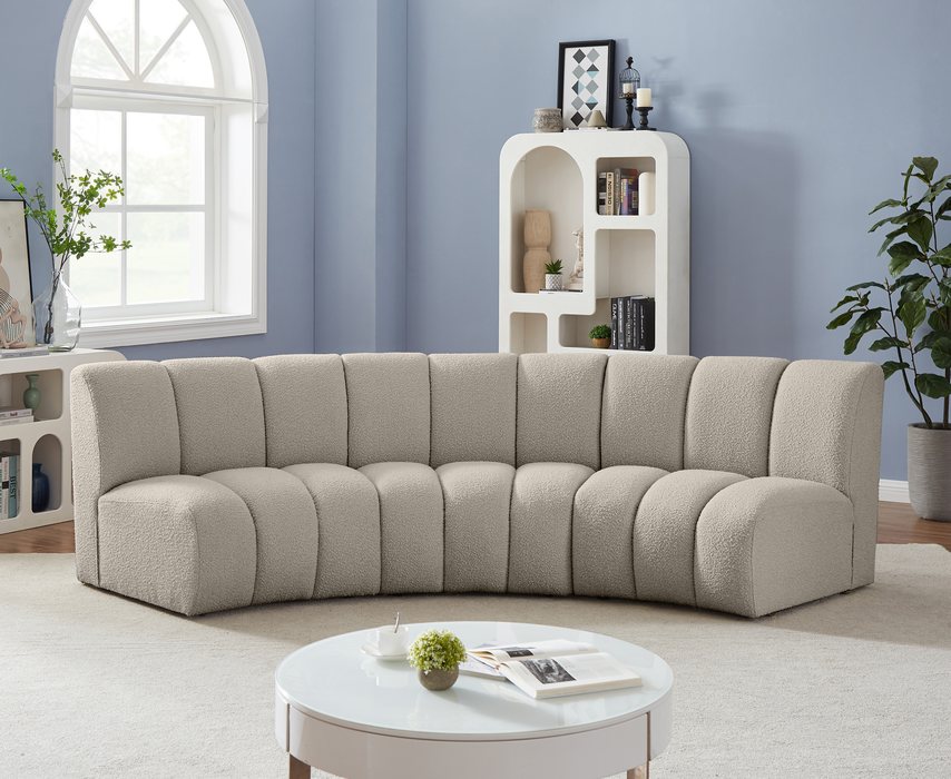 Meridian Furniture - Infinity 119" Brown Boucle Fabric Upholstered 3pc. Sectional - 643Taupe-3PC - GreatFurnitureDeal