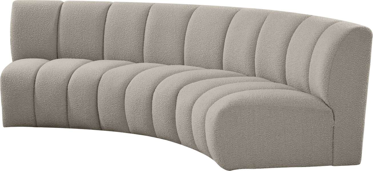 Meridian Furniture - Infinity 119" Brown Boucle Fabric Upholstered 3pc. Sectional - 643Taupe-3PC - GreatFurnitureDeal