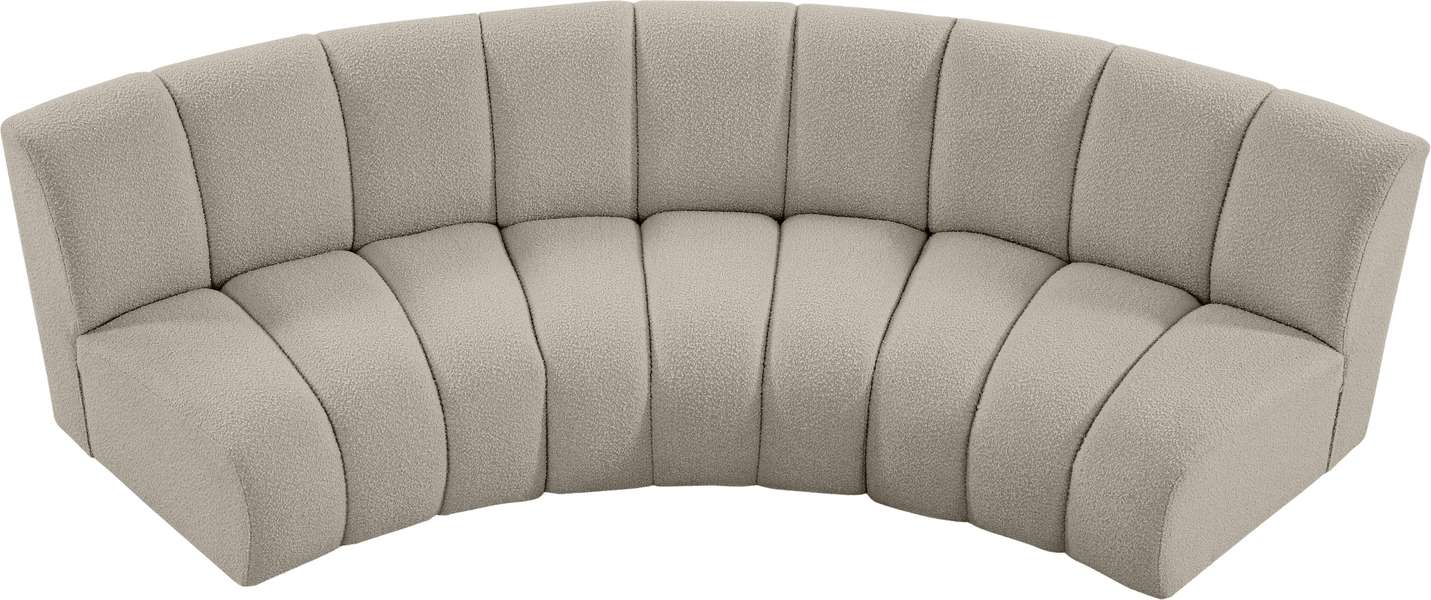 Meridian Furniture - Infinity 119" Brown Boucle Fabric Upholstered 3pc. Sectional - 643Taupe-3PC - GreatFurnitureDeal