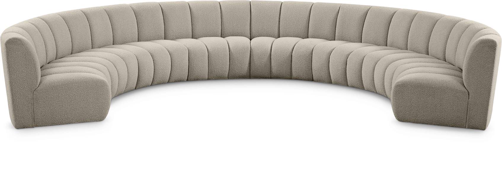 Meridian Furniture - Infinity 178" Brown Boucle Fabric Upholstered 8pc. Sectional - 643Taupe-8PC - GreatFurnitureDeal