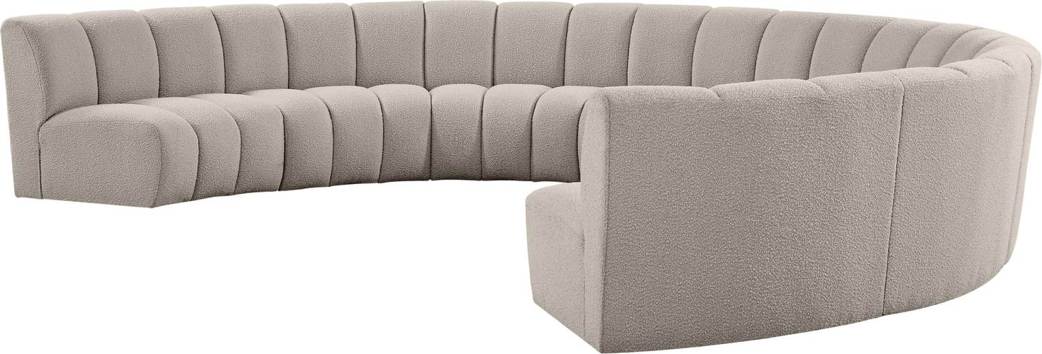 Meridian Furniture - Infinity 178" Brown Boucle Fabric Upholstered 8pc. Sectional - 643Taupe-8PC - GreatFurnitureDeal