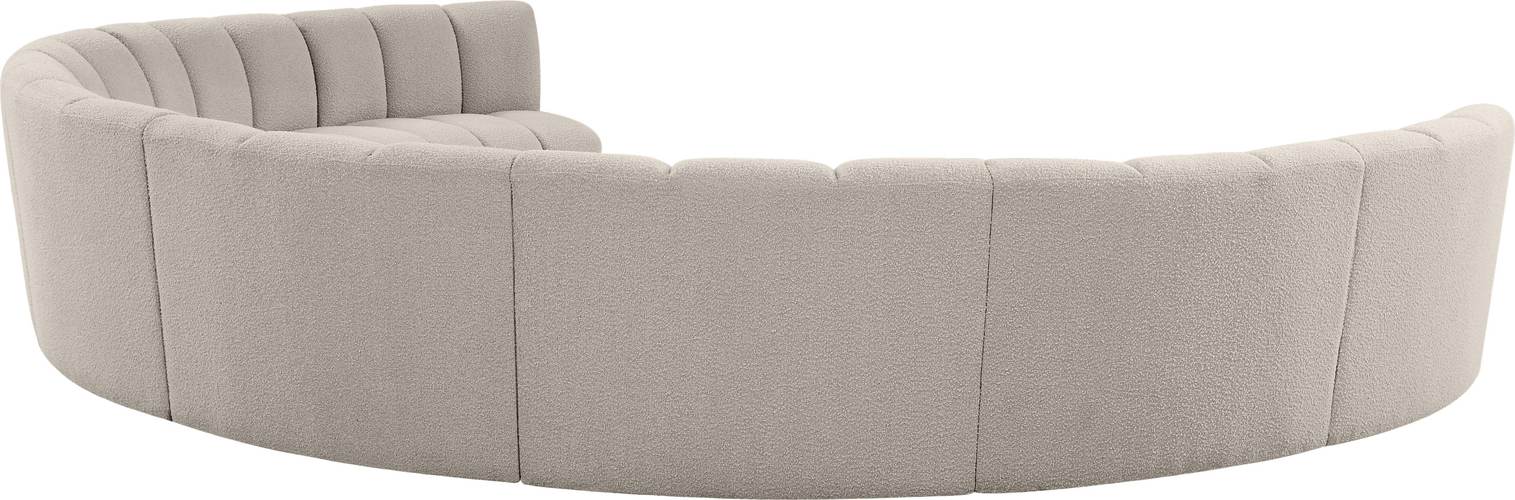 Meridian Furniture - Infinity 178" Brown Boucle Fabric Upholstered 8pc. Sectional - 643Taupe-8PC - GreatFurnitureDeal