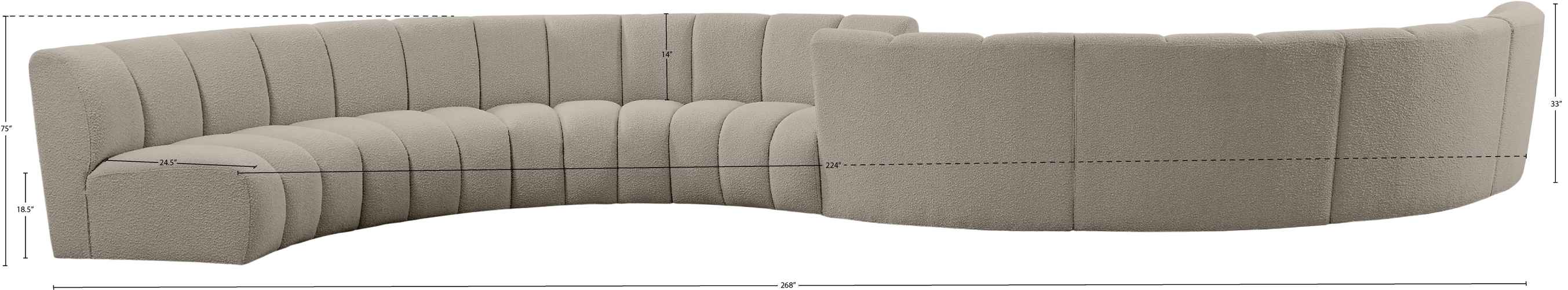 Meridian Furniture - Infinity 268" Brown Boucle Fabric Upholstered 8pc. Sectional - 643Taupe-S8PC - GreatFurnitureDeal