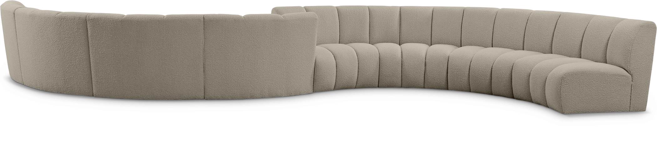 Meridian Furniture - Infinity 268" Brown Boucle Fabric Upholstered 8pc. Sectional - 643Taupe-S8PC - GreatFurnitureDeal