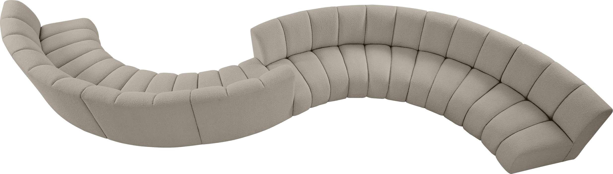 Meridian Furniture - Infinity 268" Brown Boucle Fabric Upholstered 8pc. Sectional - 643Taupe-S8PC - GreatFurnitureDeal