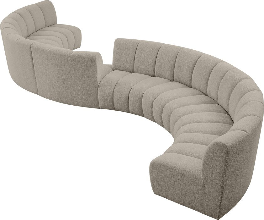 Meridian Furniture - Infinity 268" Brown Boucle Fabric Upholstered 8pc. Sectional - 643Taupe-S8PC - GreatFurnitureDeal