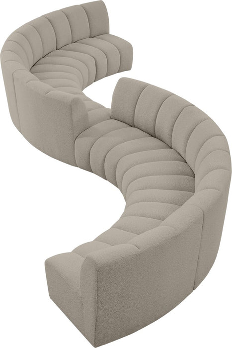 Meridian Furniture - Infinity 268" Brown Boucle Fabric Upholstered 8pc. Sectional - 643Taupe-S8PC - GreatFurnitureDeal