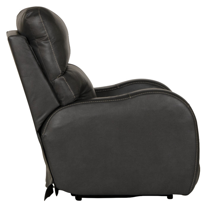 Catnapper - Angelo Power Headrest Power Lay Flat Recliner in Gunmetal - 64460-7-GUNMETAL - GreatFurnitureDeal