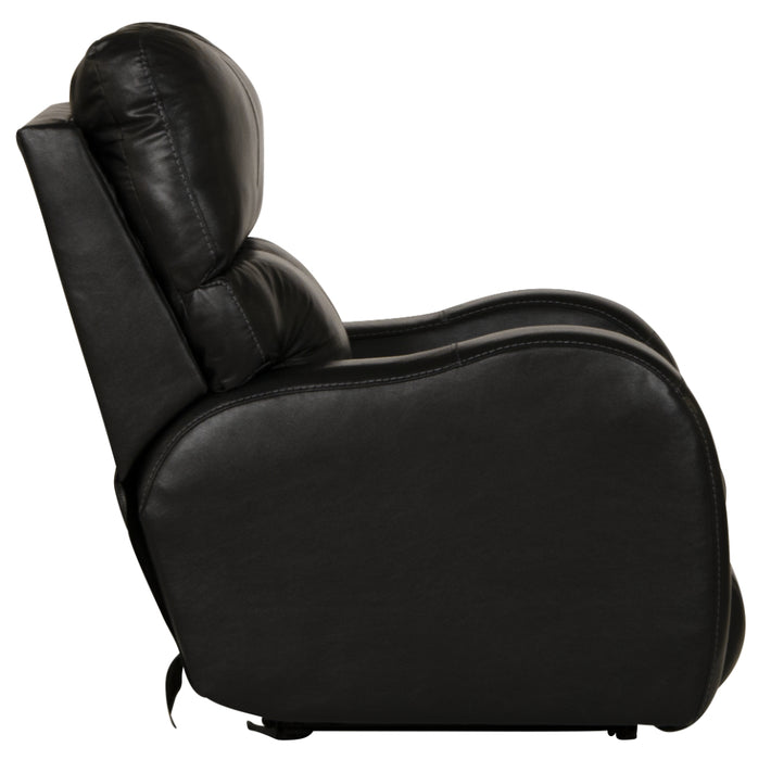 Catnapper - Angelo Power Headrest Power Lay Flat Recliner in Black - 64570-7-BLACK - GreatFurnitureDeal