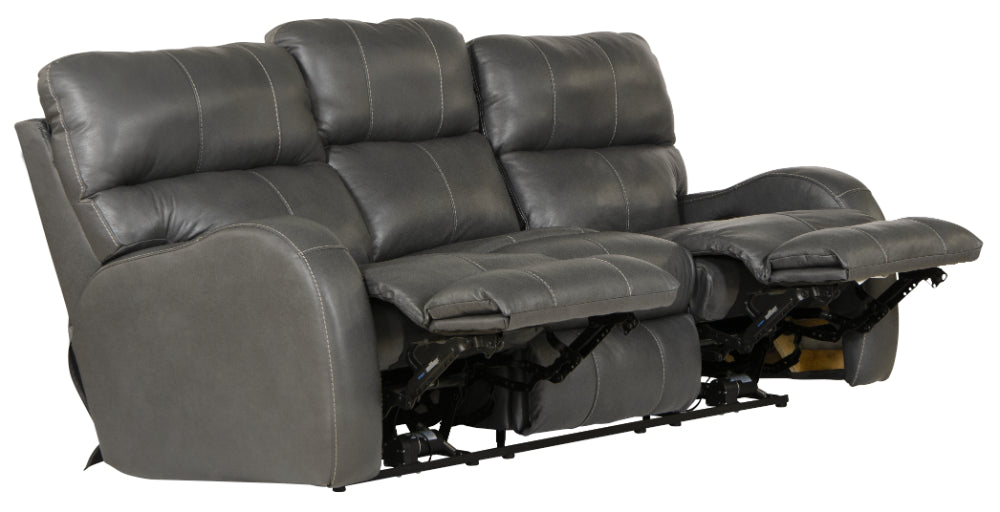 Catnapper - Angelo Power Headrest Power Lay Flat Reclining Sofa in Gunmetal - 64461-GUNMETAL - GreatFurnitureDeal