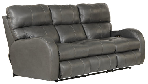 Catnapper - Angelo Power Headrest Power Lay Flat Reclining Sofa in Gunmetal - 64461-GUNMETAL - GreatFurnitureDeal