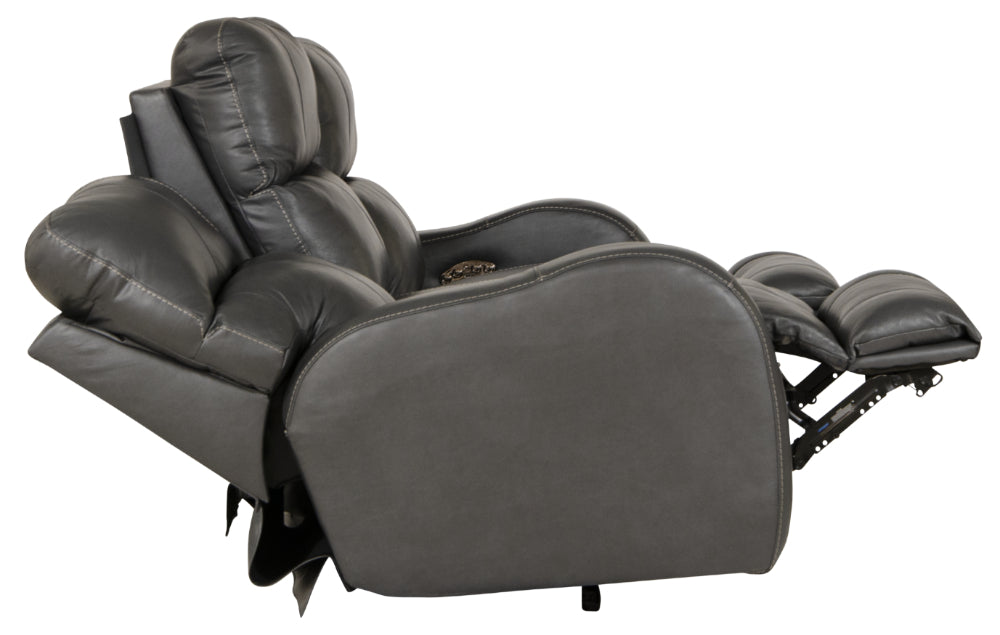 Catnapper - Angelo Power Headrest Power Lay Flat Reclining Sofa in Gunmetal - 64461-GUNMETAL - GreatFurnitureDeal