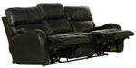 Catnapper - Angelo Power Headrest Power Lay Flat Reclining Sofa in Black - 64461-BLACK - GreatFurnitureDeal