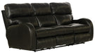 Catnapper - Angelo Power Headrest Power Lay Flat Reclining Sofa in Black - 64461-BLACK - GreatFurnitureDeal