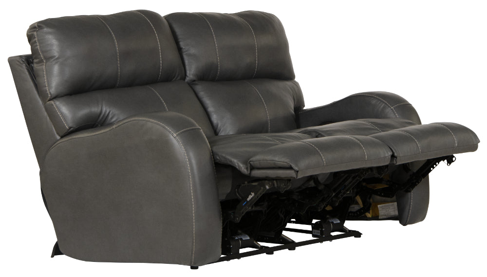 Catnapper - Angelo Power Headrest Power Lay Flat Reclining Loveseat in Gunmetal - 64572-GUNMETAL - GreatFurnitureDeal