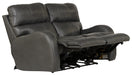 Catnapper - Angelo Power Headrest Power Lay Flat Reclining Loveseat in Gunmetal - 64572-GUNMETAL - GreatFurnitureDeal